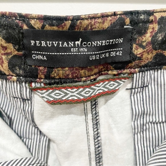 PERUVIAN CONNECTION Shadow Vine Trousers Burnt Sienna Cropped Pants Size 12 - Picture 8 of 11